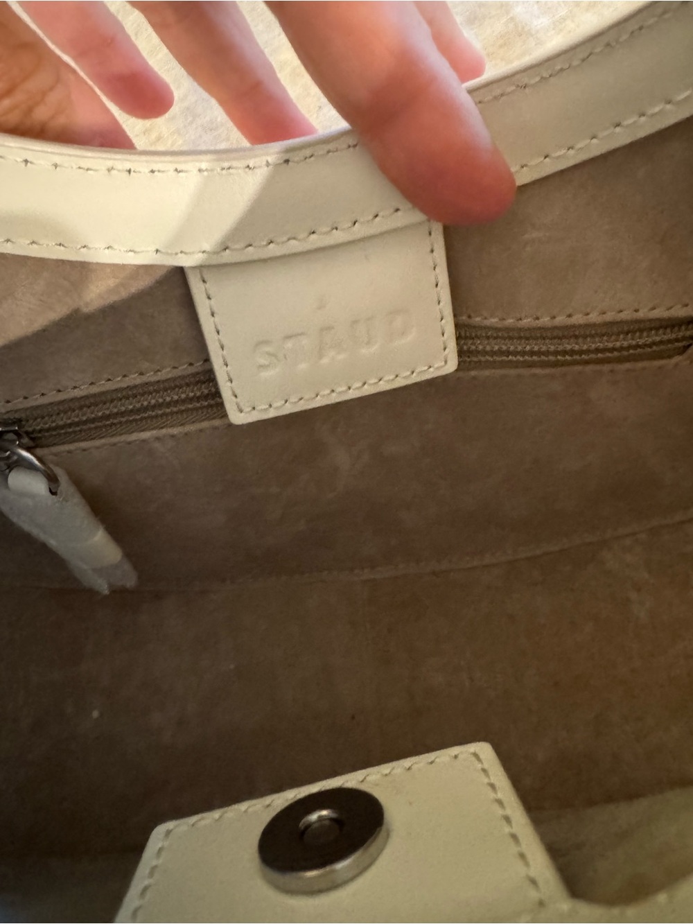 STAUD NWOT Cream Perforated Crescent Hobo Bag - Picture 5 of 5